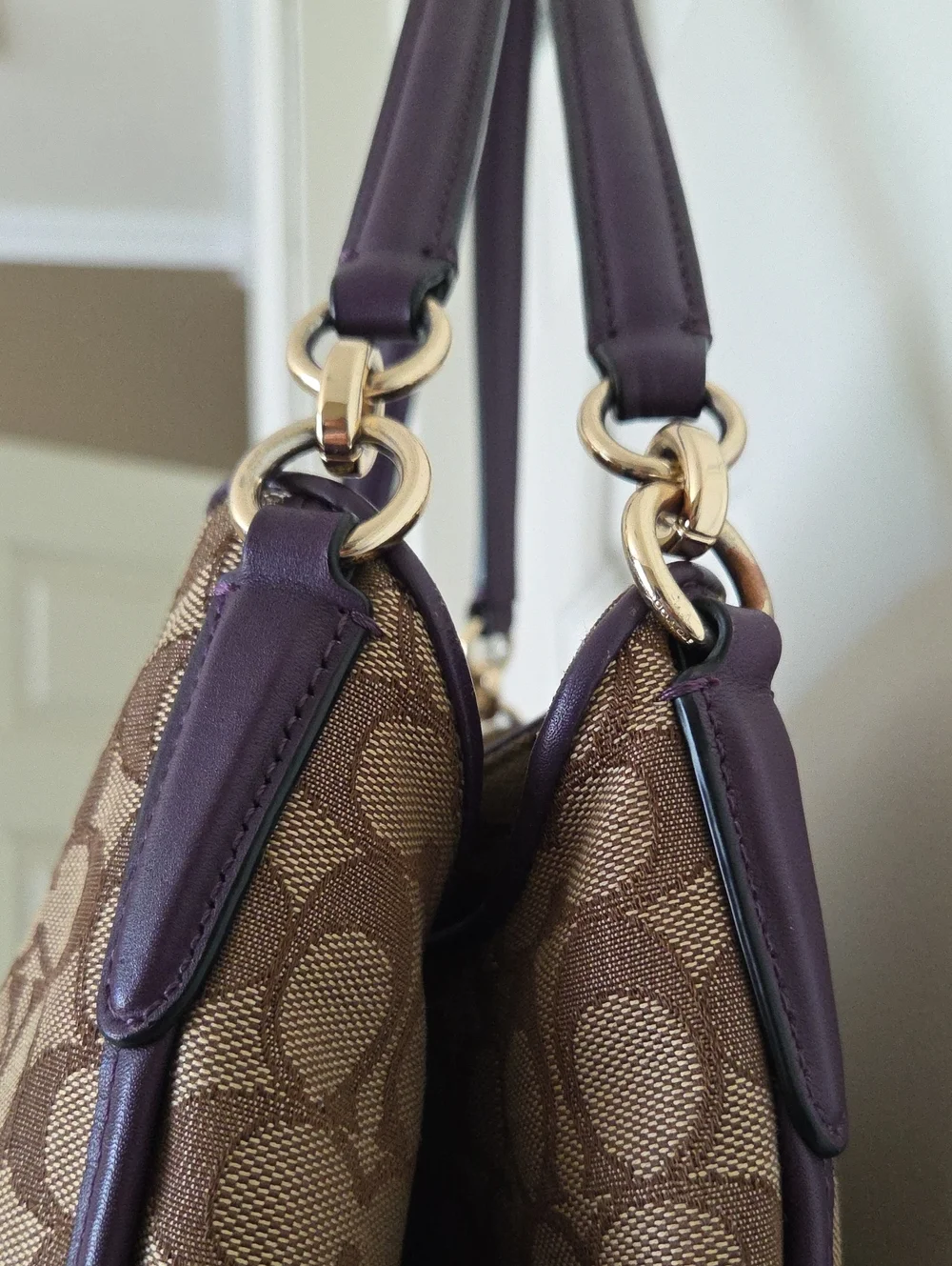 Coach Phoebe RARE Monogram Shoulder Bag Brown And Purple